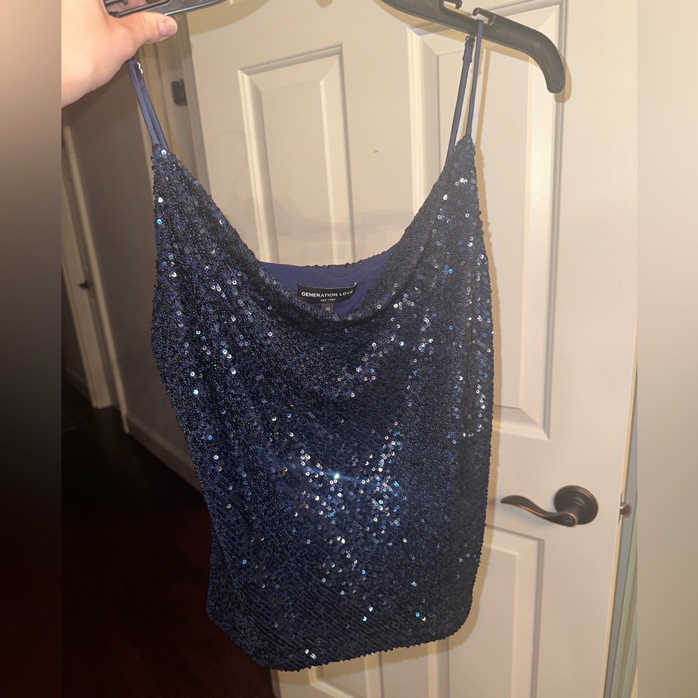 Generation Love Navy Sequin Tank - image 1